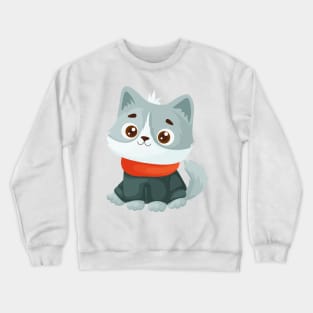 Little Cat in Cozy Sweater and Scarf Crewneck Sweatshirt